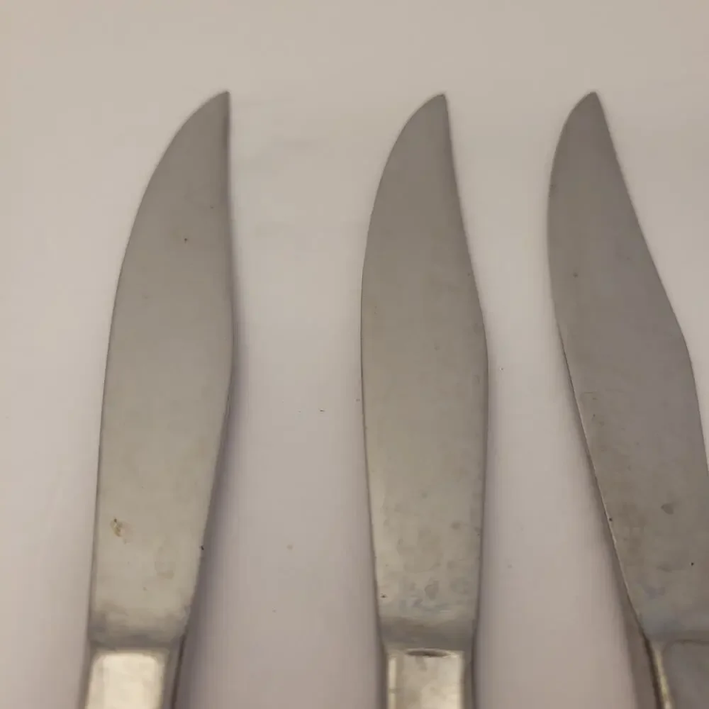 Set of 5 Solid Stainless Steel Dinner Steak Knives Japan Serrated Edge Pre-Owned